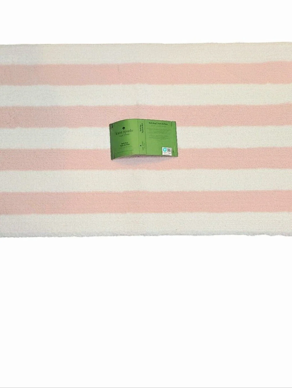 Kate Spade New York Pink and White Striped Plush Oversized Bath Rug